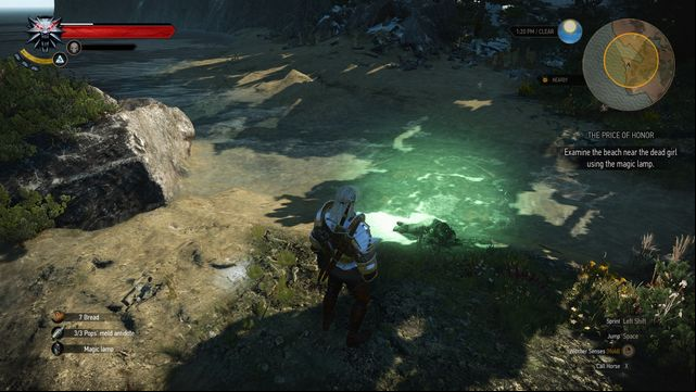 Use the magic lamp near the body of the girl. - The Witcher 3 Wild Hunt: Side quests in Faroe Isle - list, walkthrough - Faroe Isle - The Witcher 3 Wild Hunt Guide