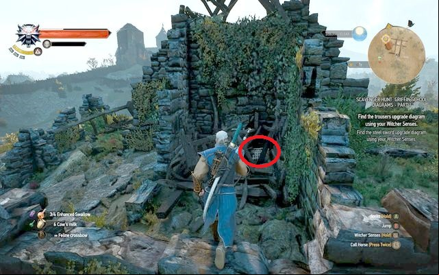 Approach the ruins from the west - The Witcher 3 Wild Hunt: Enhanced Griffin School Gear - Griffin School Gear - The Witcher 3 Wild Hunt Guide