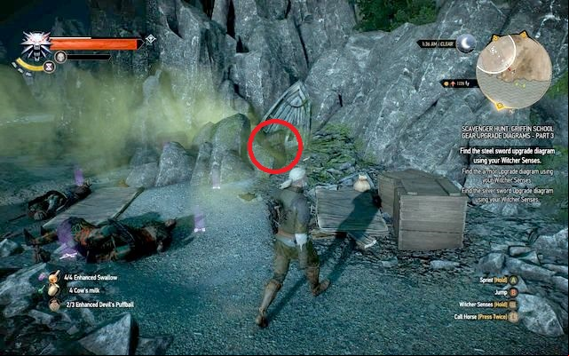 Fight this group and approach the rocks - The Witcher 3 Wild Hunt: Superior Griffin School Gear - Griffin School Gear - The Witcher 3 Wild Hunt Guide