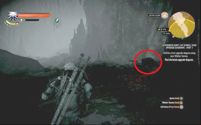 Chest in the cave. - The Witcher 3 Wild Hunt: Enhanced Cat School Gear - Cat School Gear - The Witcher 3 Wild Hunt Guide