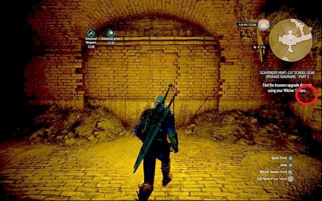 Hidden age can be activated by a switch on the right wall - The Witcher 3 Wild Hunt: Enhanced Cat School Gear - Cat School Gear - The Witcher 3 Wild Hunt Guide