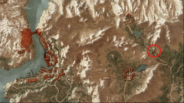 To the north-east from Rogne (Kaer Trolde area) you will find the age where a watchtower used to be located - The Witcher 3 Wild Hunt: Enhanced Bear School Gear - Bear School Gear - The Witcher 3 Wild Hunt Guide