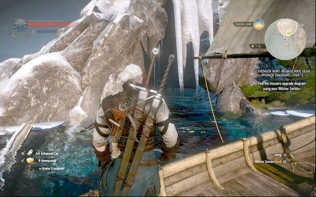 Cave entrance on the small island. - The Witcher 3 Wild Hunt: Enhanced Bear School Gear - Bear School Gear - The Witcher 3 Wild Hunt Guide