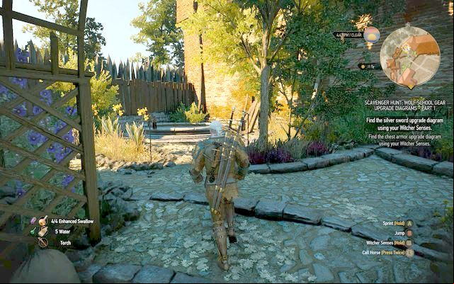 In order to obtain the first schematic, you will have to get to the Crows Perch - The Witcher 3 Wild Hunt: Enhanced Wolf School Gear - Wolf School Gear (DLC) - The Witcher 3 Wild Hunt Guide