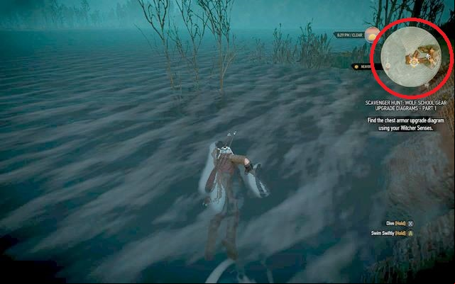 Dive there to find the chest. - The Witcher 3 Wild Hunt: Enhanced Wolf School Gear - Wolf School Gear (DLC) - The Witcher 3 Wild Hunt Guide