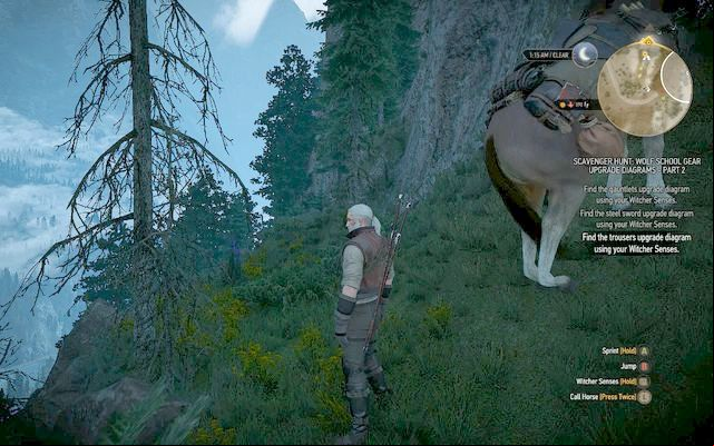 The entrance to the cave by the edge of a cliff. - The Witcher 3 Wild Hunt: Enhanced Wolf School Gear - Wolf School Gear (DLC) - The Witcher 3 Wild Hunt Guide