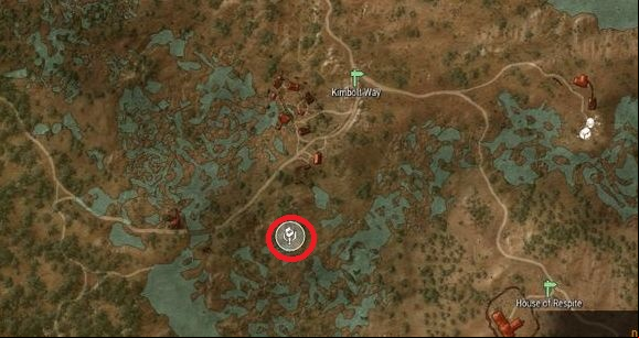To the north-west from the Nilfgaardians camp crossroads are located, right behind the marker of Kimbolt Way - The Witcher 3 Wild Hunt: Mastercrafted Wolf School Gear - Wolf School Gear (DLC) - The Witcher 3 Wild Hunt Guide