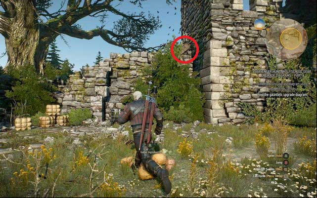Head to the remains of a wall which start at a southern wall of a tower - The Witcher 3 Wild Hunt: Mastercrafted Wolf School Gear - Wolf School Gear (DLC) - The Witcher 3 Wild Hunt Guide