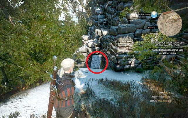 Behind the ruins of this building, between the bushes, you will find a chest on a wall - The Witcher 3 Wild Hunt: Mastercrafted Wolf School Gear - Wolf School Gear (DLC) - The Witcher 3 Wild Hunt Guide
