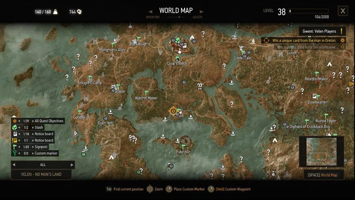 The All Quests Objectives on Map modification places all the objectives of all active quests on the map - The Witcher 3 Wild Hunt: All Quest Objectives on Map - installation - The best mods - The Witcher 3 Wild Hunt Guide
