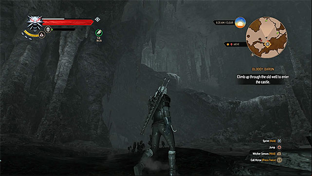 Climbing place in the cave - The Witcher 3 Wild Hunt: Bloody Baron - walkthrough - Crows Perch - The Witcher 3 Wild Hunt Guide