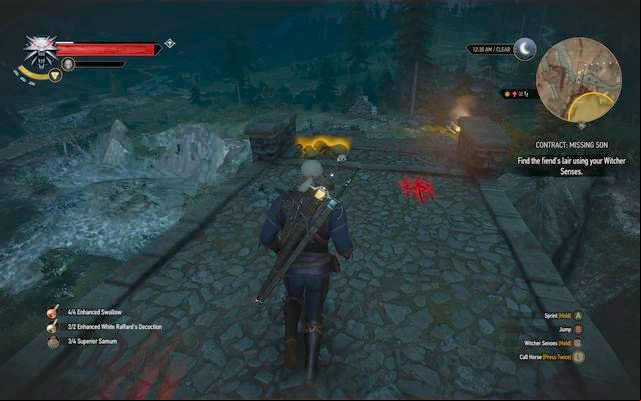 Fiend tracks lead to the destroyed village - The Witcher 3 Wild Hunt: Witcher contracts in Kaer Trolde - list, walkthrough - Kaer Trolde - The Witcher 3 Wild Hunt Guide