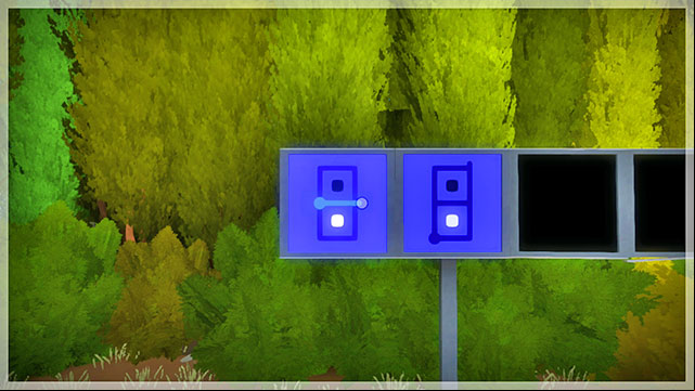 First, take interest in the nine s on the left that introduce to you a new type of puzzle - Walkthrough | The fort surroundings in The Witness - The fort surroundings - The Witness Game Guide & Walkthrough