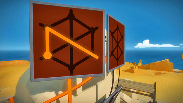 The surface, the left of the three - Puzzle solutions | Temple of the Sun in The Witness - Temple of the Sun - The Witness Game Guide & Walkthrough