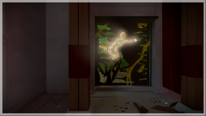 This is how the solution to the riddle located the closest to the entrance looks like - Collectibles | Shrine in The Witness - Monastery - The Witness Game Guide & Walkthrough
