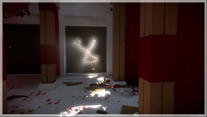 The last riddle will require the curtain to move - Collectibles | Shrine in The Witness - Monastery - The Witness Game Guide & Walkthrough