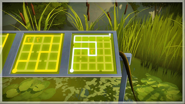 Puzzles in front of the L-shaped platform, the next two - Puzzle solutions | Swamp in The Witness - Swamp - The Witness Game Guide & Walkthrough