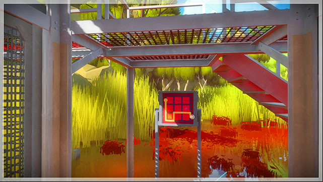 The platform puzzle, the proper position of the hero and the third - Puzzle solutions | Swamp in The Witness - Swamp - The Witness Game Guide & Walkthrough
