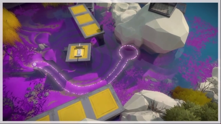 In order to solve the next riddle you must wait for the lower platform to reveal the whole route to solving the secret - Collectibles | Swamp in The Witness - Swamp - The Witness Game Guide & Walkthrough