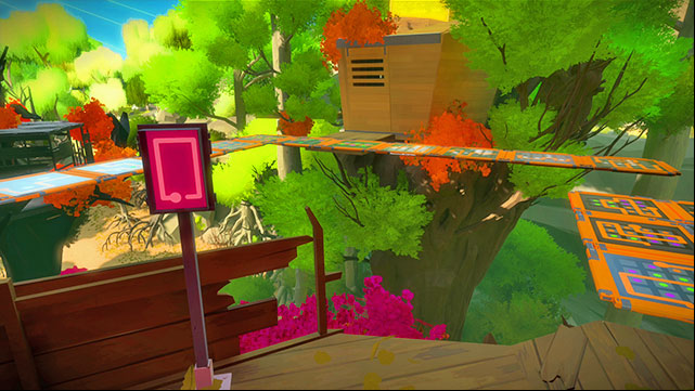 Moving the switch opens the door in the opposite building - Walkthrough | Tree house in The Witness - Tree house - The Witness Game Guide & Walkthrough