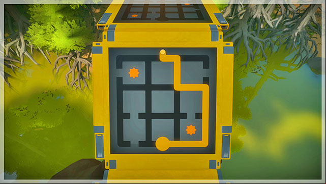 First bridge, first puzzle. - Puzzle solutions - gray and yellow | Tree house in The Witness - Tree house - The Witness Game Guide & Walkthrough