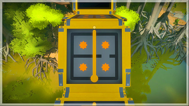 First bridge, third puzzle. - Puzzle solutions - gray and yellow | Tree house in The Witness - Tree house - The Witness Game Guide & Walkthrough