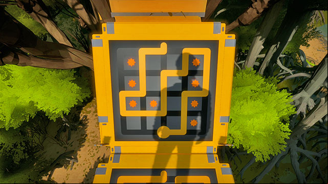 First bridge, ninth puzzle - Puzzle solutions - gray and yellow | Tree house in The Witness - Tree house - The Witness Game Guide & Walkthrough