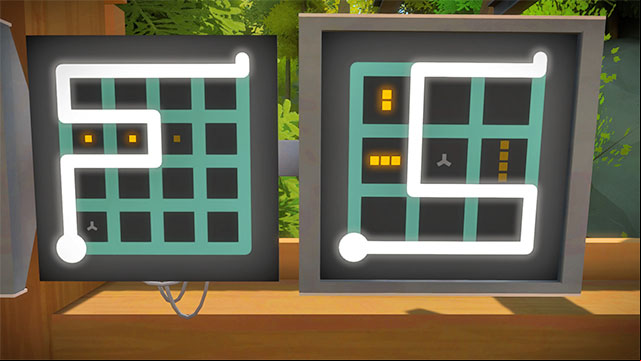 The second building, the first set of puzzles at the upper floor, the next two - Puzzle solutions | Quarry in The Witness - Quarry - The Witness Game Guide & Walkthrough