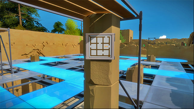 On one of the columns by the fourth labyrinth, you find an arrow puzzle - Walkthrough | Keep in The Witness - Keep - The Witness Game Guide & Walkthrough