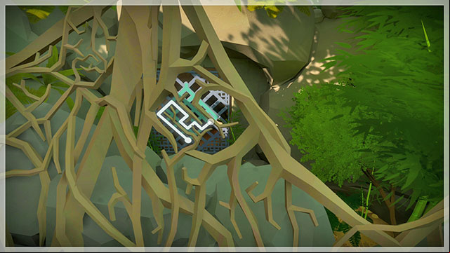 Move back and enter the nearby rocks after unlocking the side entrance to the shrine - Collectibles | Jungle in The Witness - Jungle - The Witness Game Guide & Walkthrough