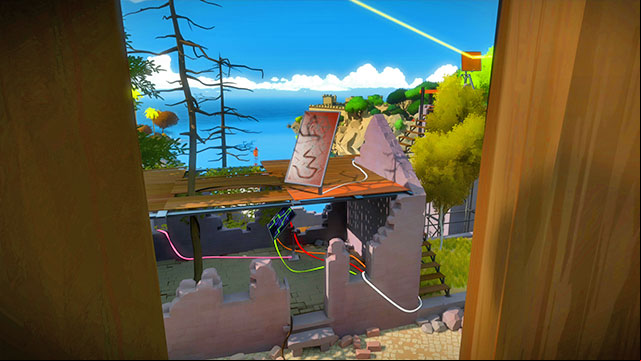 While still on the roof, look left of the puzzles - Walkthrough | The Town in The Witness - The Town - The Witness Game Guide & Walkthrough