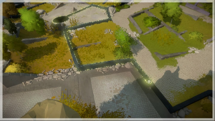The same starting point is the entrance to solving the riddle from a different perspective - from the tower in the ruins of the church - Collectibles | The Town - The Town - The Witness Game Guide & Walkthrough