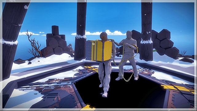 Behind you, there are two statues - Walkthrough | Mountain in The Witness - Mountain - The Witness Game Guide & Walkthrough