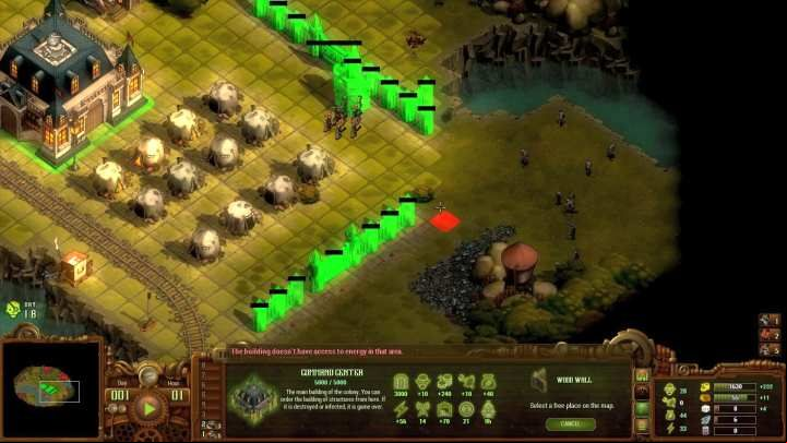 Surround your base with a wall as soon as possible to prevent enemies from attacking the main building. - Mission 13 - The Lowlands | They Are Billions campaign walkthrough - The New Empire campaign - They Are Billions Guide