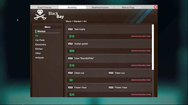 The BlackBay portal allows you to sell items for much more than you would get from the pawn shop. - Theft and selling loot in Thief Simulator - Gameplay mechanics - Thief Simulator Guide