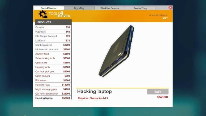There are a dozen or so items available in the game, which can be used during burglaries. - Which items are worth carrying as a thief in Thief Simulator? - Tools and items - Thief Simulator Guide