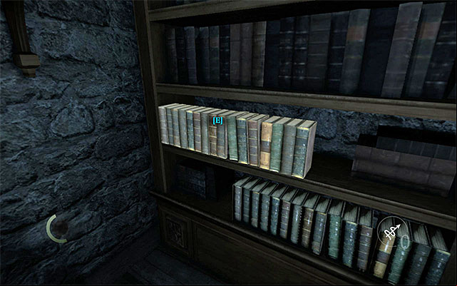 The bookshelf with a switch that opens a secret age - Writing Wrongs - Jobs - Basso - Thief - Game Guide and Walkthrough