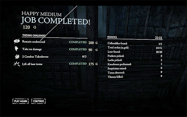 An example mission summary screen - Summary and mission replay - Hints - Thief - Game Guide and Walkthrough
