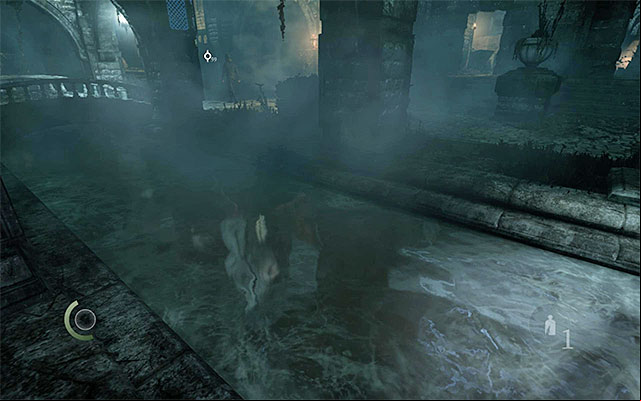 that you need to slow down whenever you are close to water - Explore the gardens in the Barons estate - description - Chapter 6: A Man Apart - Thief - Game Guide and Walkthrough