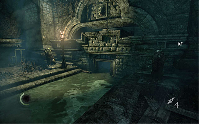 Leave and start by exploring the ledge under the balcony above (the place where water has been flowing out of the hole) and find the Gold Coin - 1G - Gain access to the Barons estate - Chapter 6: A Man Apart - Thief - Game Guide and Walkthrough
