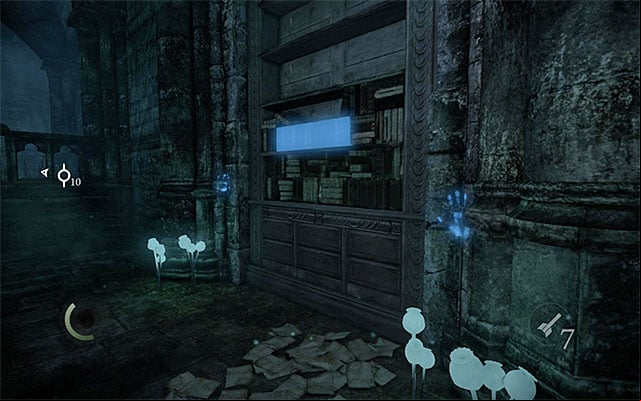 I recommend that you explore the area to the right of the entrance to the scriptorium, in the first place, because you will find the interactive row of books shown in the above screenshot - Explore the scriptorium - Chapter 3: Dirty Secrets - Thief - Game Guide and Walkthrough