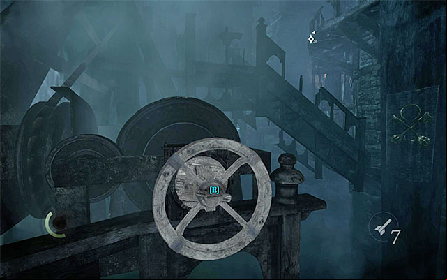 The turning wheel at tower 2 - Reach the central tower - Chapter 3: Dirty Secrets - Thief - Game Guide and Walkthrough