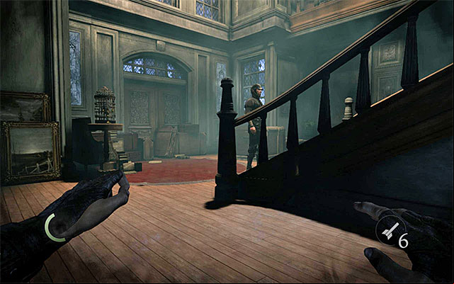A guard at the stairs - Explore the cellar and the first floor of the estate - Chapter 4: A Friend in Need - Thief - Game Guide and Walkthrough