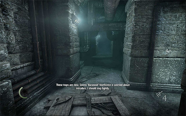 Watch out for the traps in the cellars. Walk around them or disarm them beforehand - Explore the cellars and the ground floor of the Barons estate - description - Chapter 6: A Man Apart - Thief - Game Guide and Walkthrough