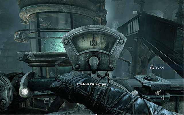 Using the wheel on the right increases pressure - Obtain the artifact - Chapter 6: A Man Apart - Thief - Game Guide and Walkthrough