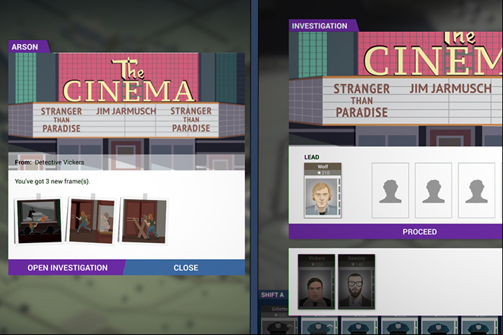 On the right you can decide which investigator to assign to the case. On the left you are informed about the new slides. - Investigations - General advices - This is the Police Game Guide