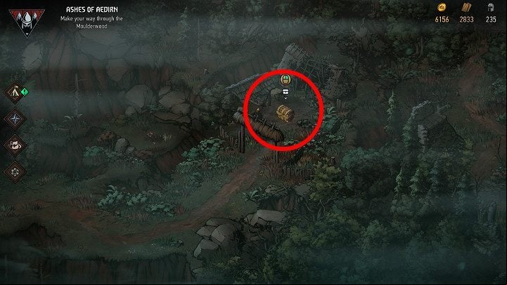 The fifth box is located on the left side of the map - Hidden treasures chests in Aedirn | Thronebreaker The Witcher Tales - Maps of hidden treasures - Thronebreaker The Witcher Tales Guide