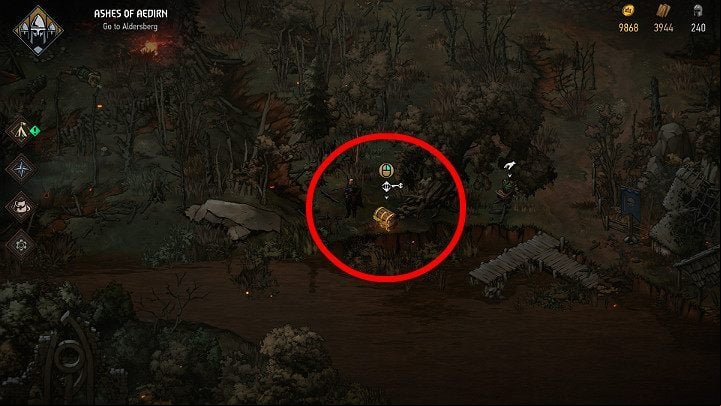 The sixth treasure chest is hidden near the river and locked - Hidden treasures chests in Aedirn | Thronebreaker The Witcher Tales - Maps of hidden treasures - Thronebreaker The Witcher Tales Guide