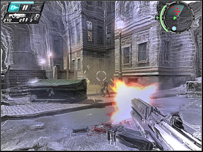 If it's necessary, you may rearm yourself by going towards an ammo crate - New Blood I - Walkthrough - Timeshift - Game Guide and Walkthrough