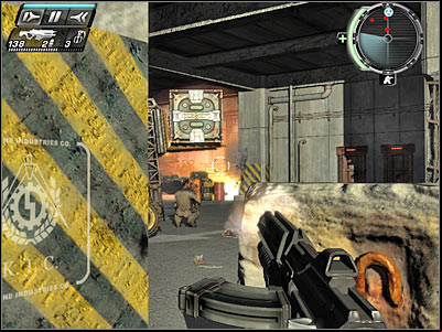Keep shooting at the enemy soldiers, however you shouldn't be trying to move towards them right away - Ground Floor I - Walkthrough - Timeshift - Game Guide and Walkthrough